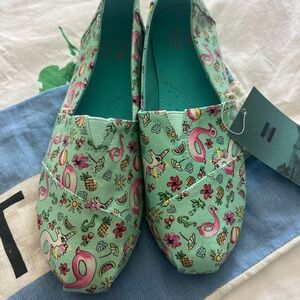 Toms Mint Green Pool themed shoes